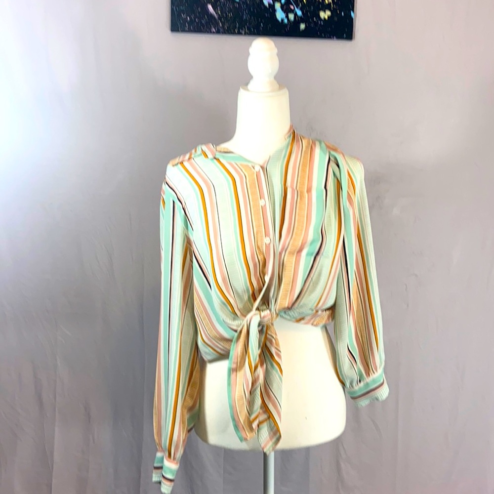Stripped long sleeve sorta crop
